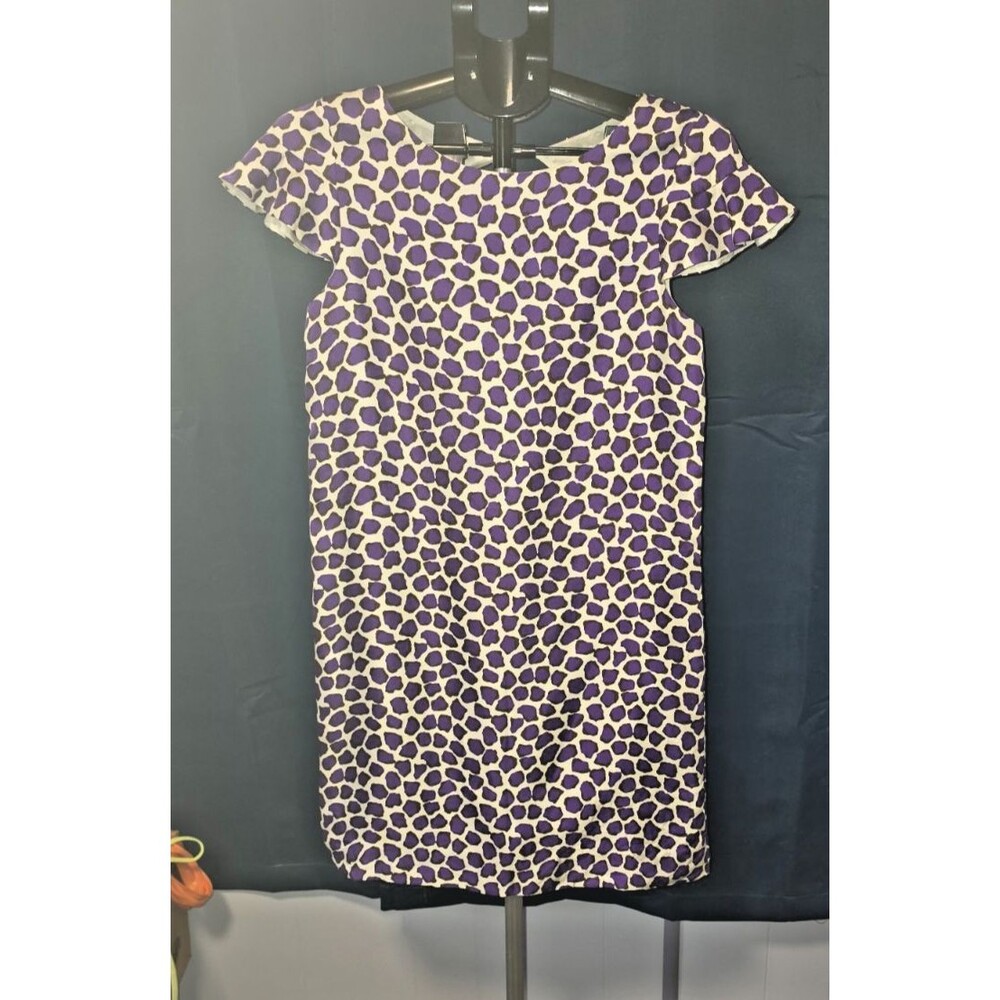 Kate Spade Purple Leopard Spot White Dress Size 2 100% Silk Excellent